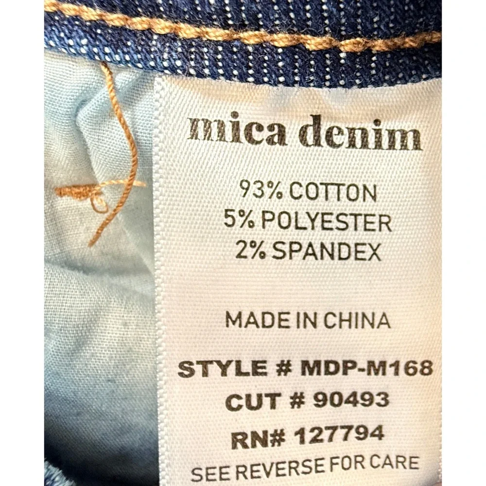 Mica Denim Jeans Womens 25 Blue Straight Leg Distressed Raw Hem High Rise‎